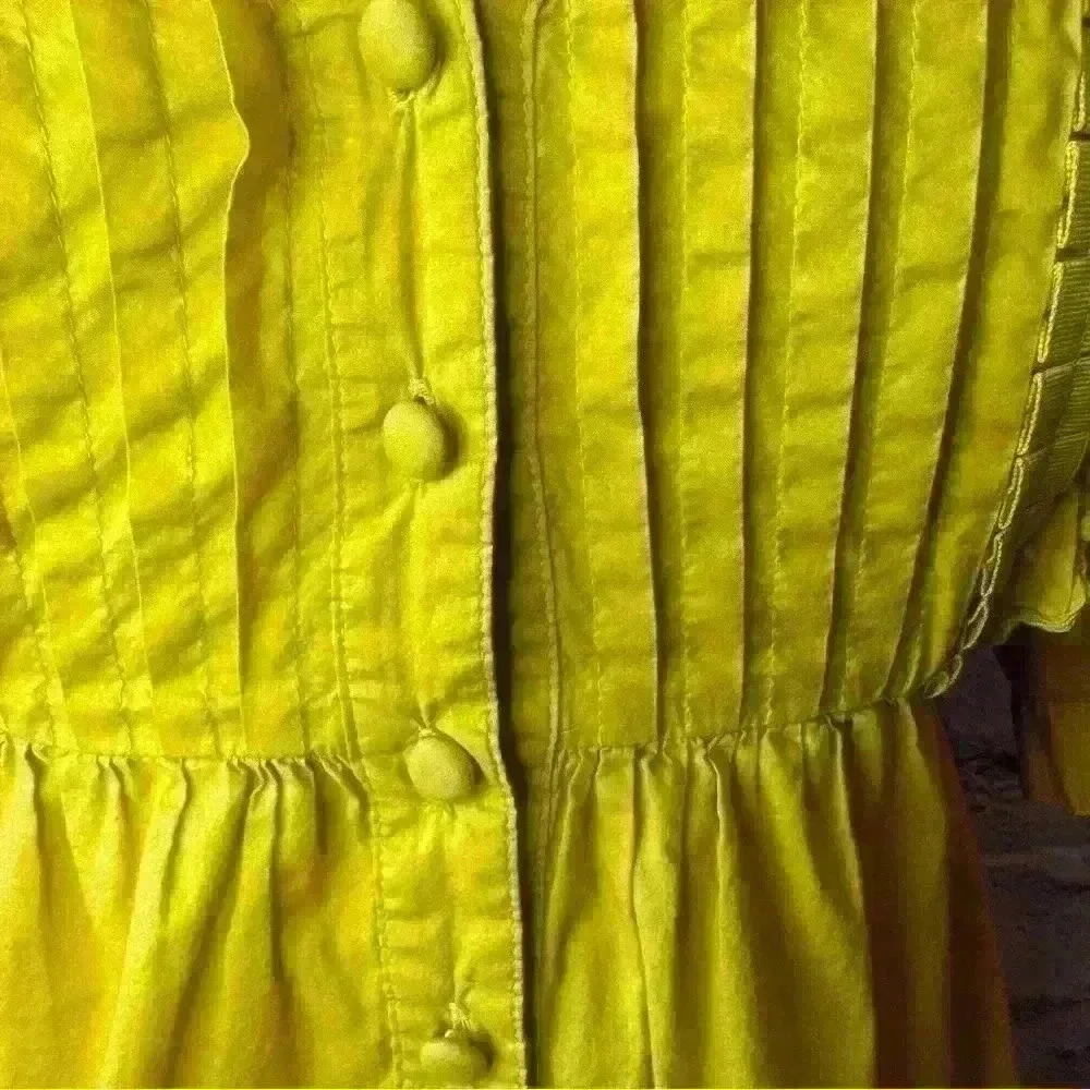 Elle Women’s Small Yellow Tunic Top with Pleat and Ruffle Detail 100% Cotton - Picture 12 of 13